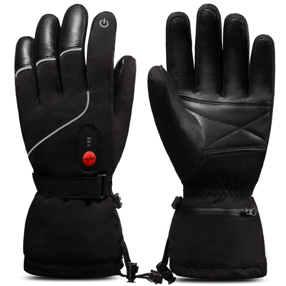 Savior 7.4V Thick Heated Leather Gloves | Savior Heated Gloves (Size: M, Plug Type: US Plug, Color: Black) S14_M_US