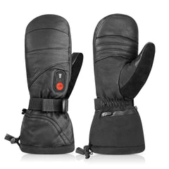 DAY WOLF Thick Heated Leather Gloves | Leather Hand Warming Mittens
