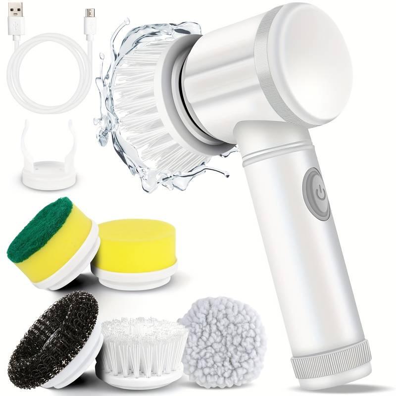 Electric Cleaning Brush with 5 Replaceable Brush Heads