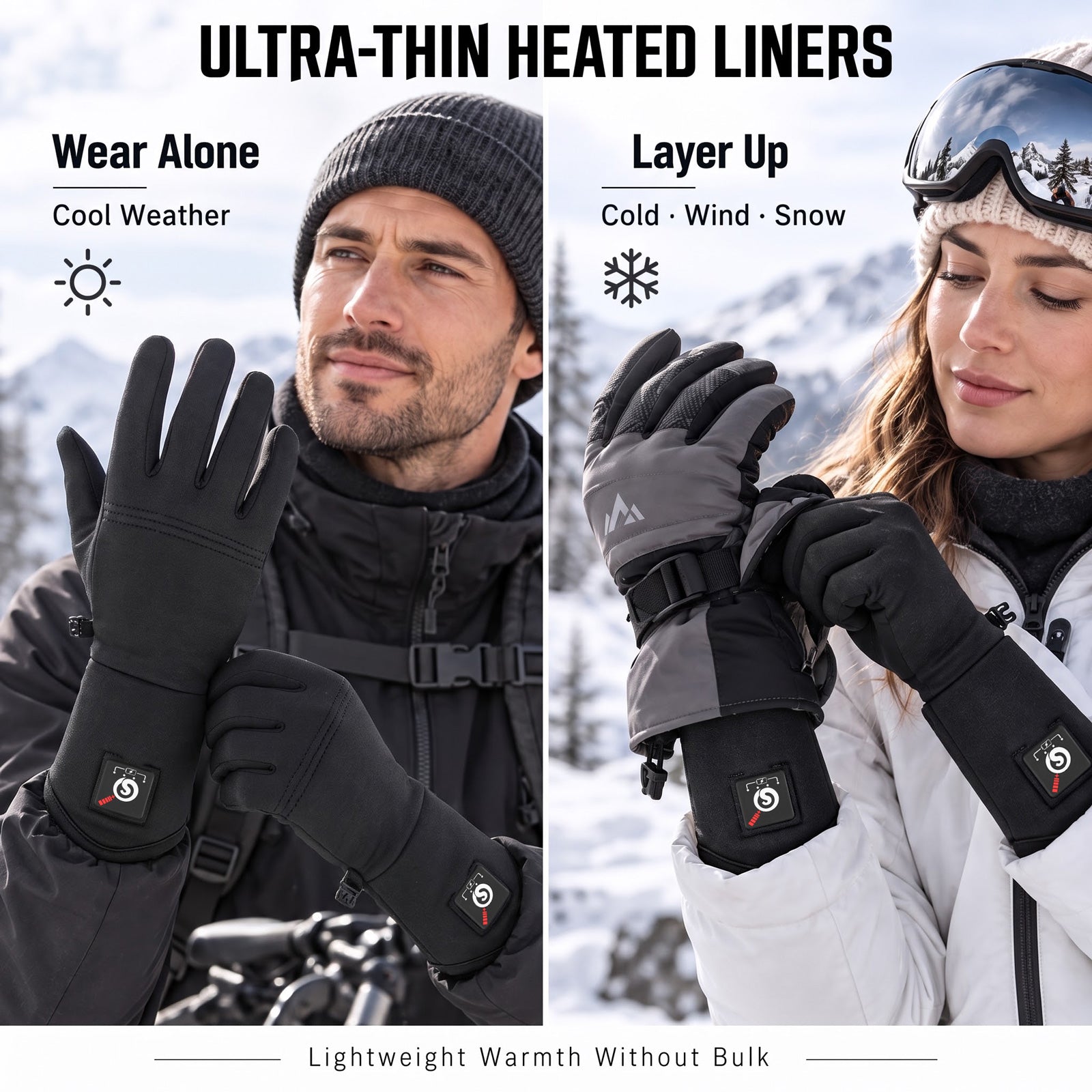 Day Wolf Top touch screen performance Slim Heated Liners Gloves