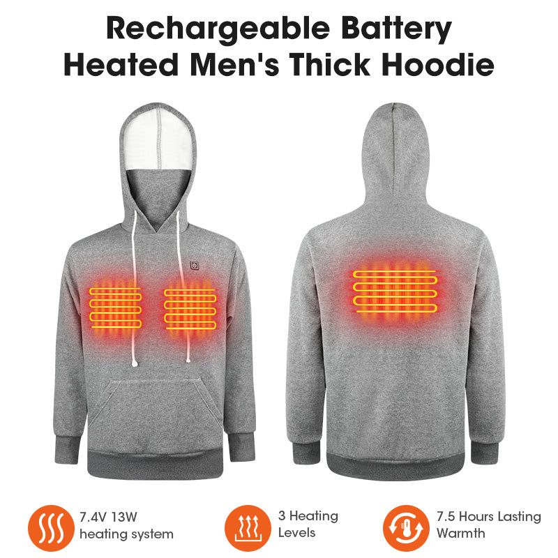 Unisex Heated Pullover Hoodie With Core Heating