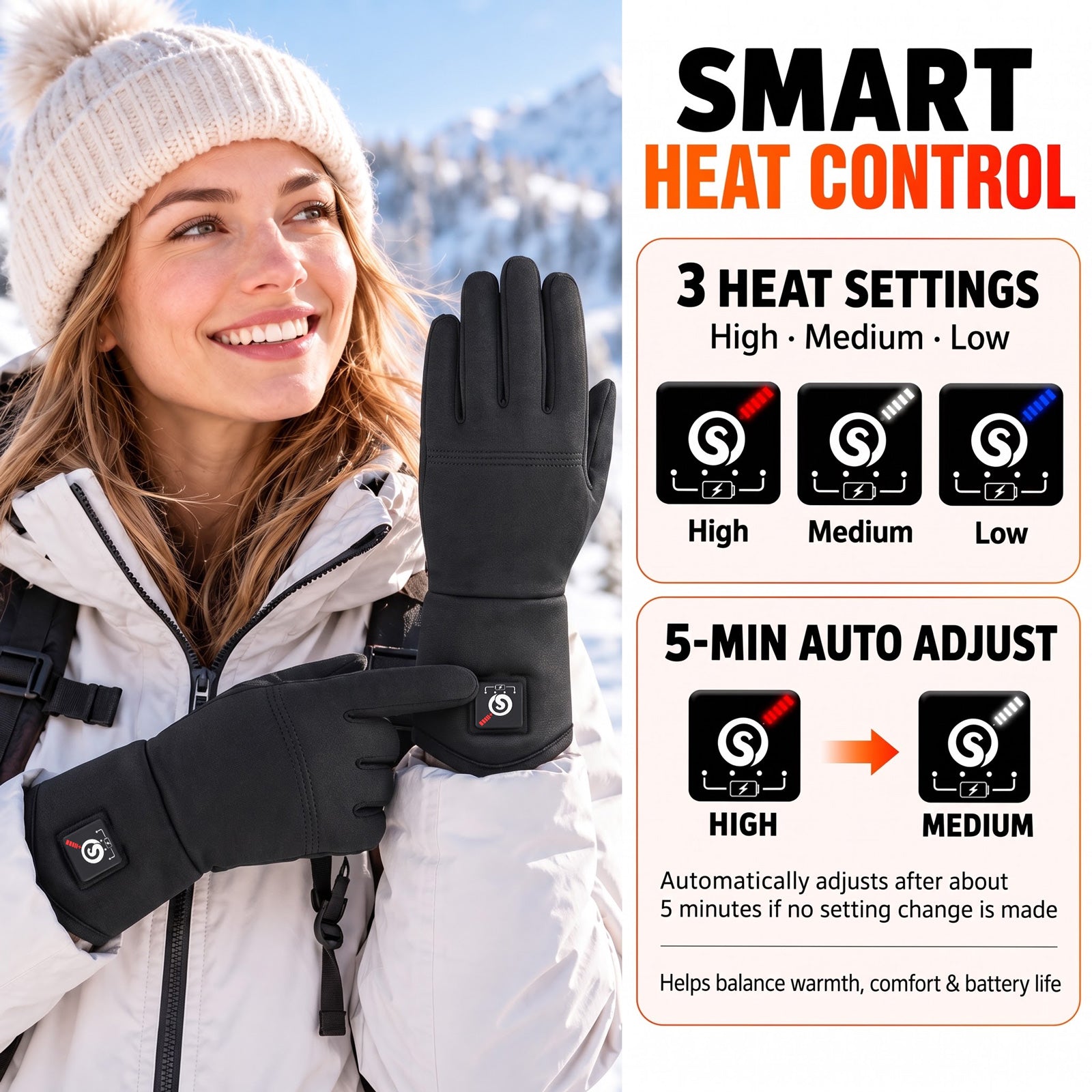 Day Wolf Top touch screen performance Slim Heated Liners Gloves