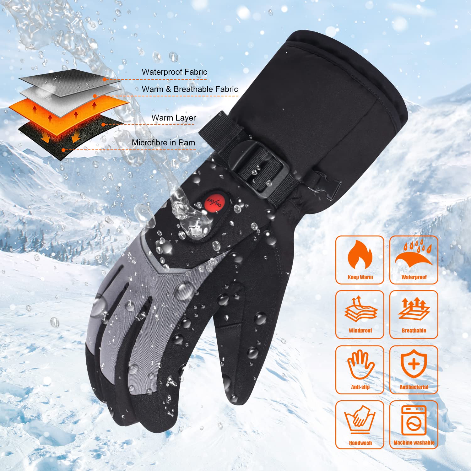 Day Wolf 7.4V Unisex Featherweight Battery Heated Gloves