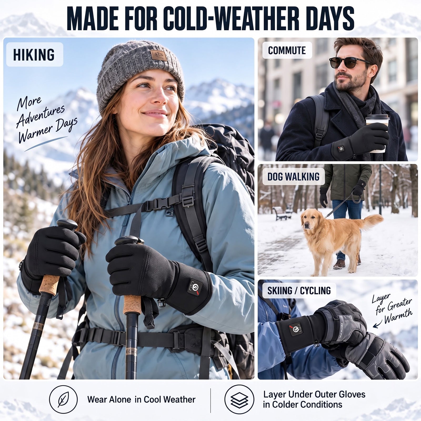 Day Wolf Top touch screen performance Slim Heated Liners Gloves