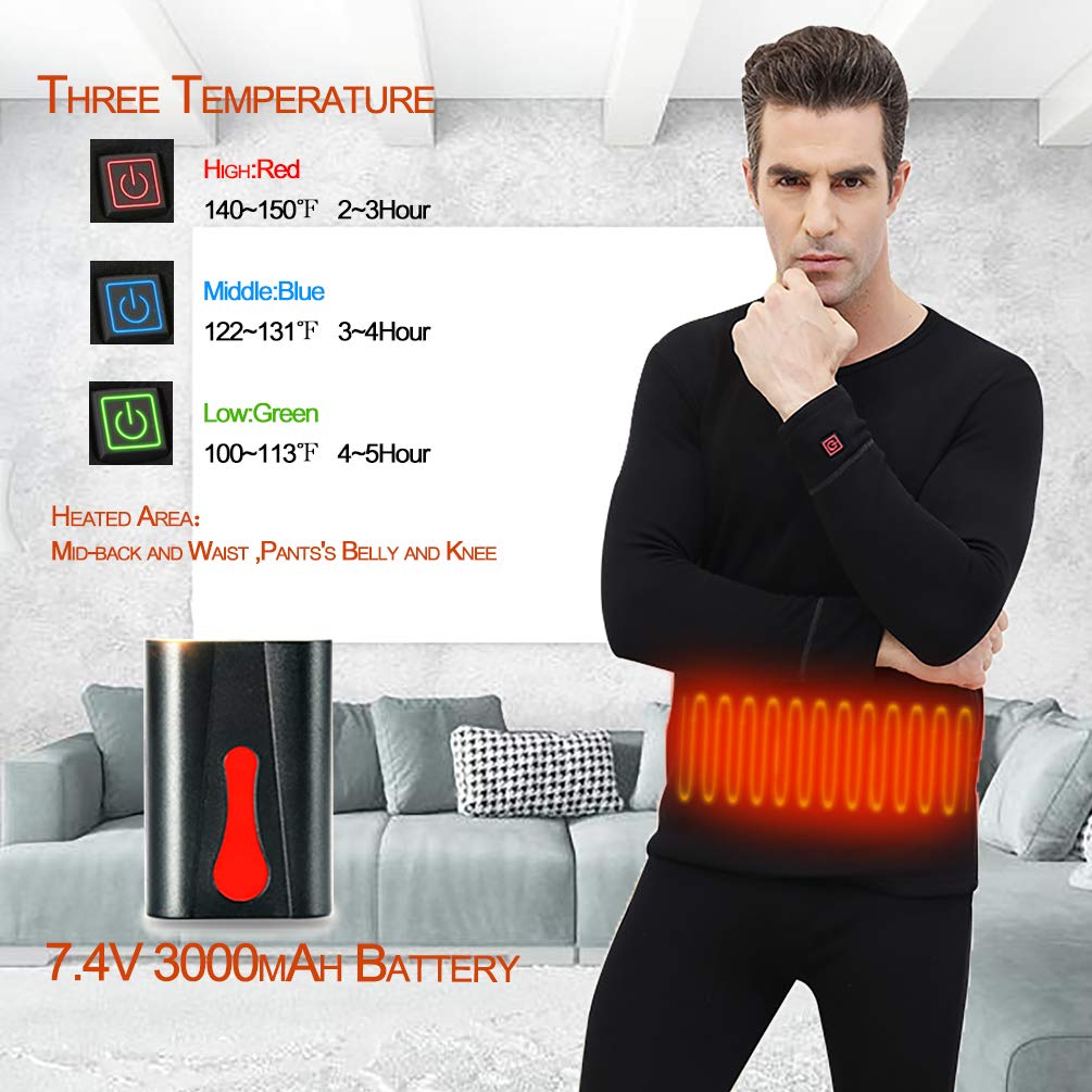 Heated Base Layer for Men's Thermal Underwear and Winter Clothing