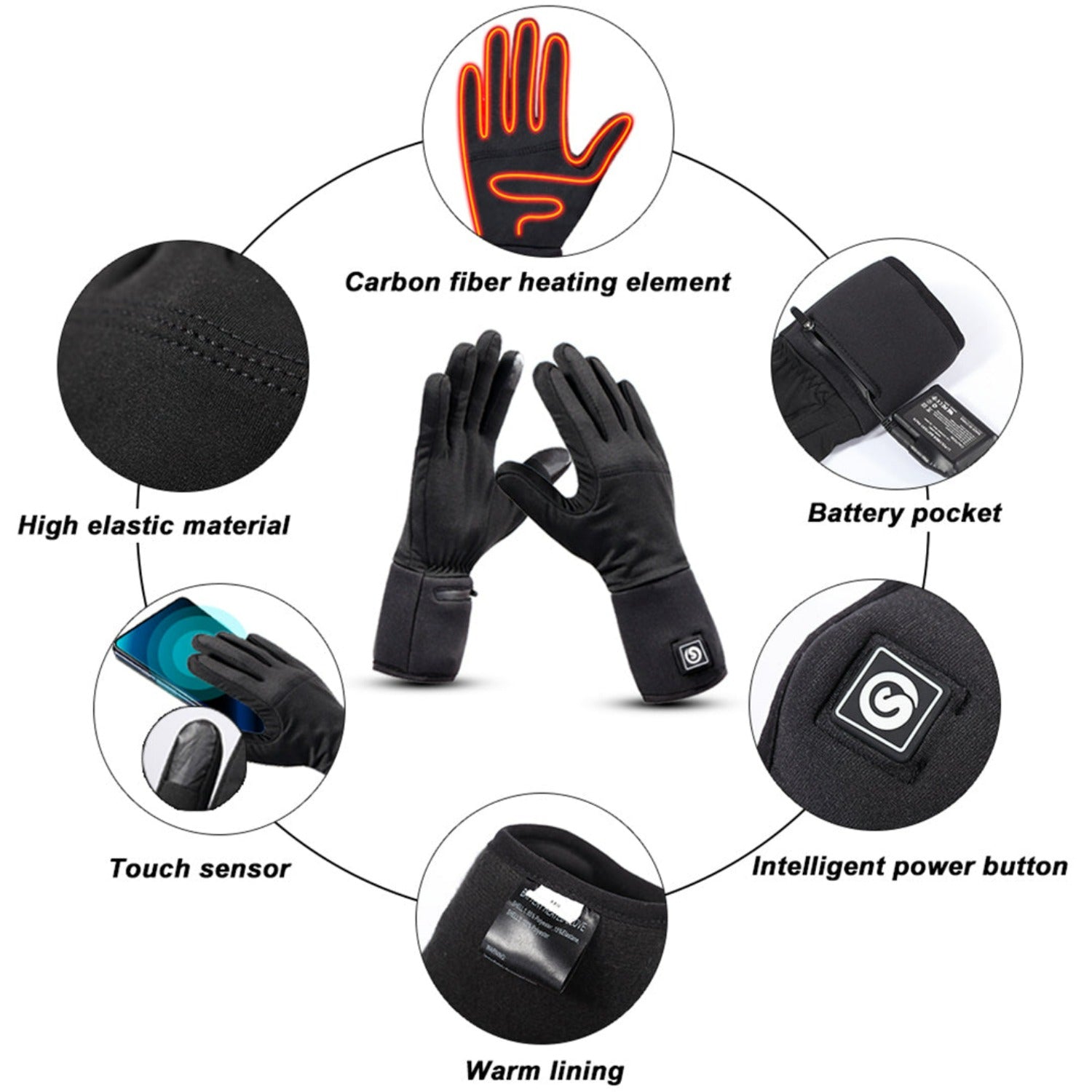 Top touch screen performance Slim Heated Liners Gloves – Day Wolf