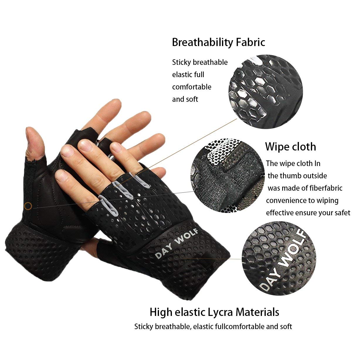 Fingerless Fitness Gloves - Day Wolf & Black