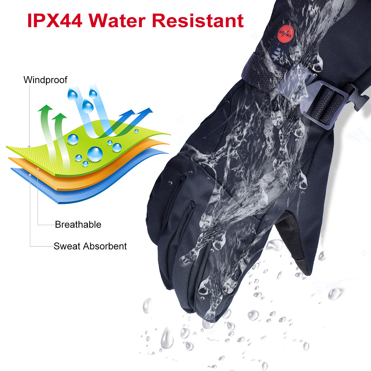 Day wolf Men's Women's Heated Ski Gloves Electric Heated Motorcycle Waterproof Gloves Rechargeable Outdoor Activities