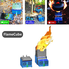 <transcy>Flammenwürfel, Holzofen und USB-Lade-Campingkocher</transcy>