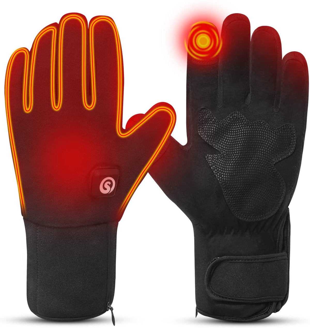 Savior Heat Electric Heat Gloves Outdoor Full Finger Men Ski Mitten Lithium  Battery Heating,Black