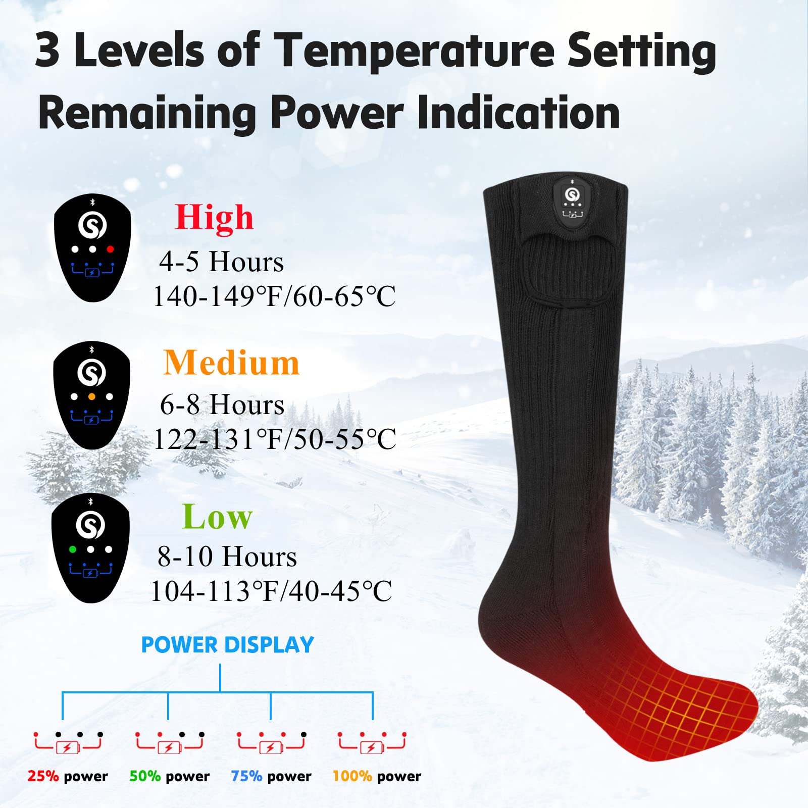 Bluetooth Enabled Mobile Warming Heated Socks