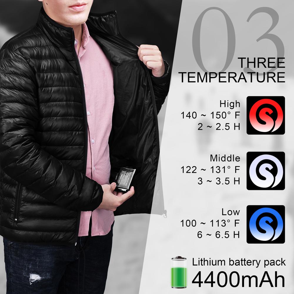 Winter electric battery heated down jacket men clothing outdoor battery hiking heating jacket